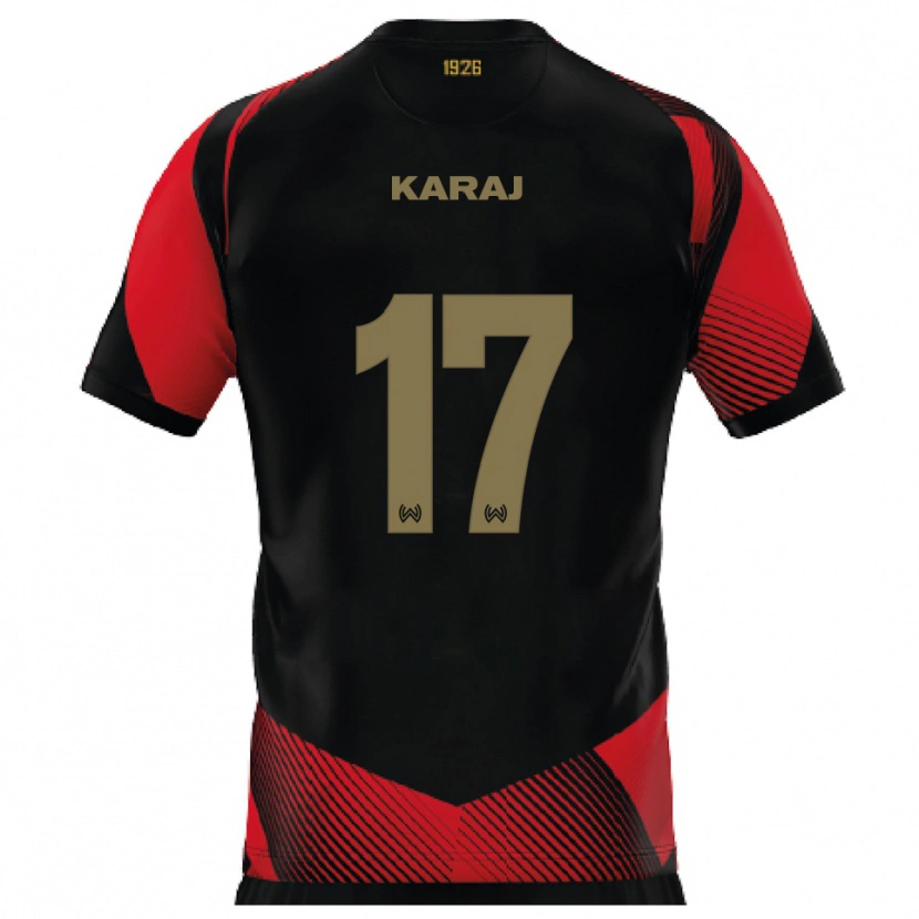 Danxen Mujer Camiseta Eraldo Karaj #17 Negro Rojo 1ª Equipación 2025/26 La Camisa