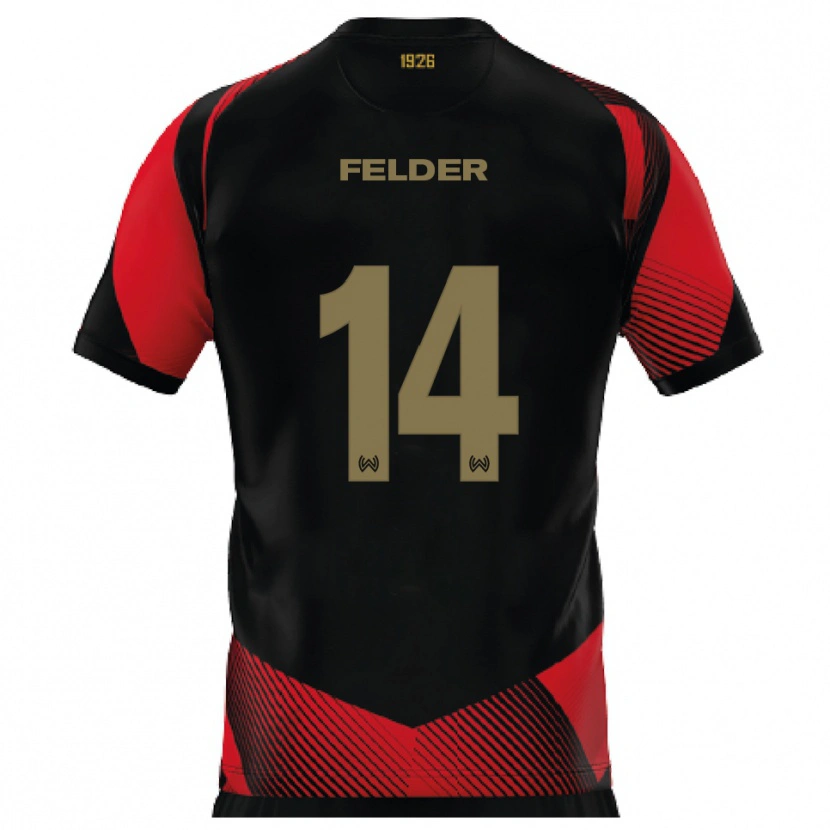 Danxen Mujer Camiseta Mohamed Felder #14 Negro Rojo 1ª Equipación 2025/26 La Camisa