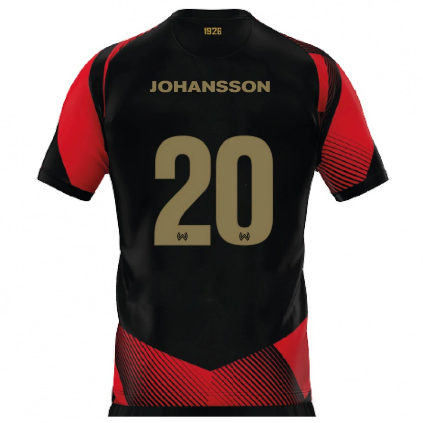 Danxen Mujer Camiseta Ryan Johansson #20 Negro Rojo 1ª Equipación 2025/26 La Camisa