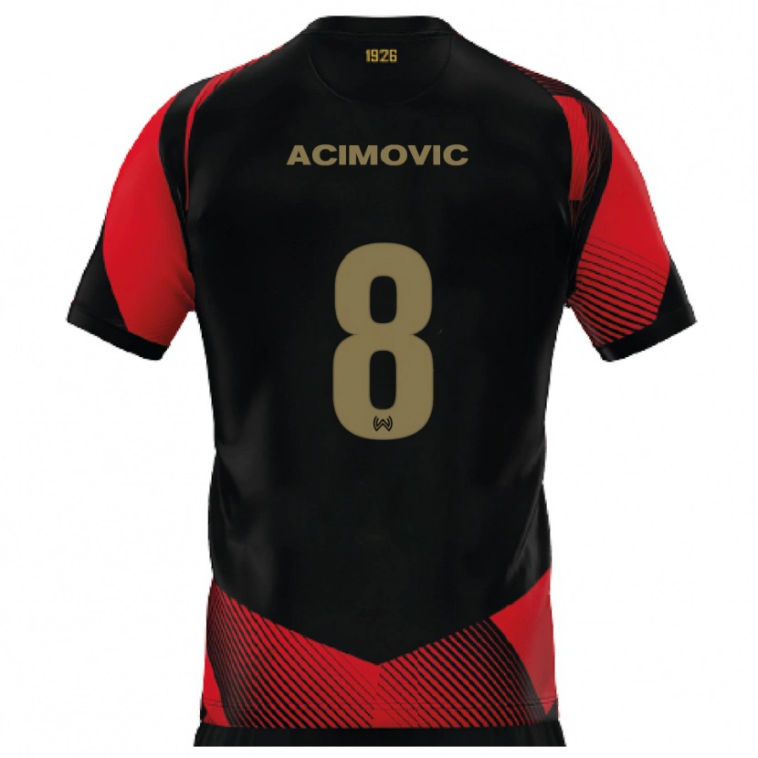 Danxen Mujer Camiseta Andrija Acimovic #8 Negro Rojo 1ª Equipación 2025/26 La Camisa