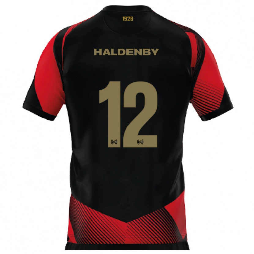 Danxen Mujer Camiseta Ben Haldenby #12 Negro Rojo 1ª Equipación 2025/26 La Camisa