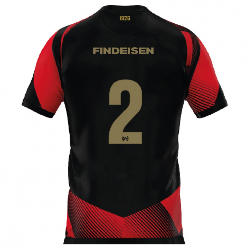 Danxen Mujer Camiseta Edwin Findeisen #2 Negro Rojo 1ª Equipación 2025/26 La Camisa