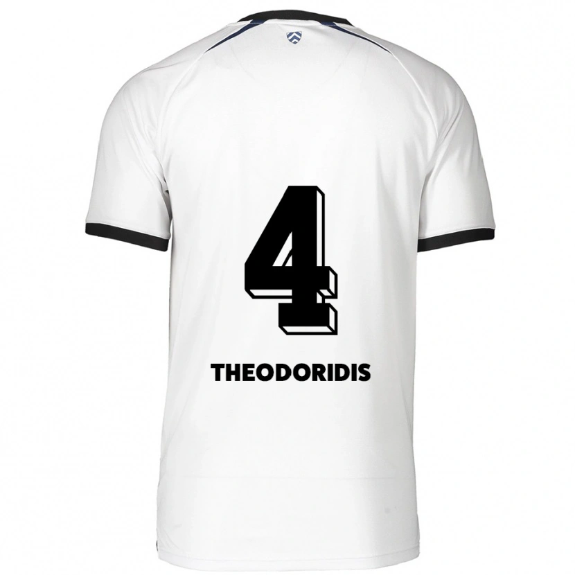 Danxen Mujer Camiseta Christos Theodoridis #4 Blanco Negro 2ª Equipación 2025/26 La Camisa