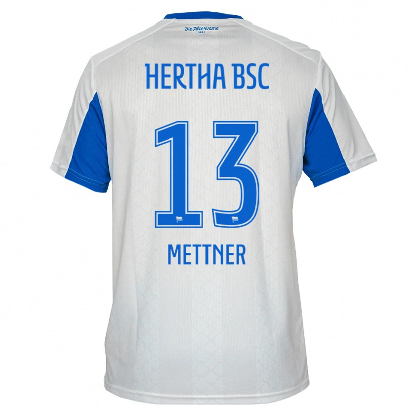 Danxen Mujer Camiseta Ella Mettner #13 Blanco Azul 2ª Equipación 2025/26 La Camisa