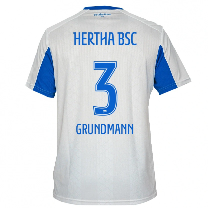 Danxen Mujer Camiseta Leon Grundmann #3 Blanco Azul 2ª Equipación 2025/26 La Camisa