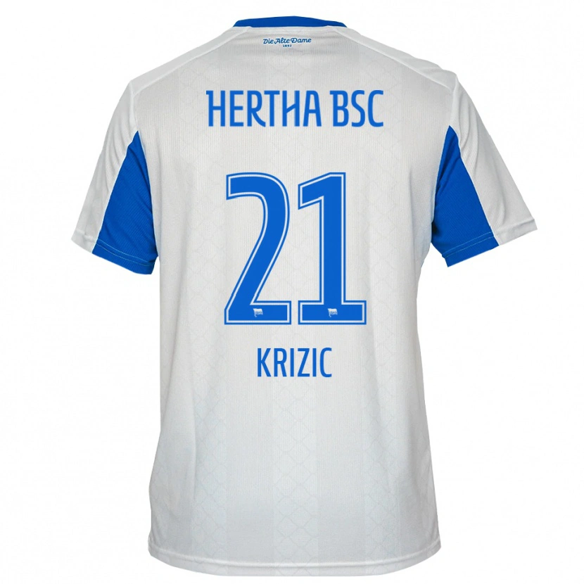 Danxen Mujer Camiseta Ivan Krizic #21 Blanco Azul 2ª Equipación 2025/26 La Camisa