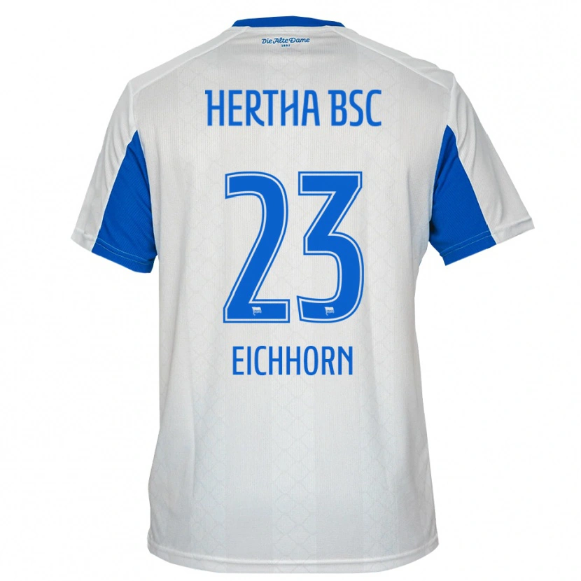 Danxen Mujer Camiseta Kennet Eichhorn #23 Blanco Azul 2ª Equipación 2025/26 La Camisa