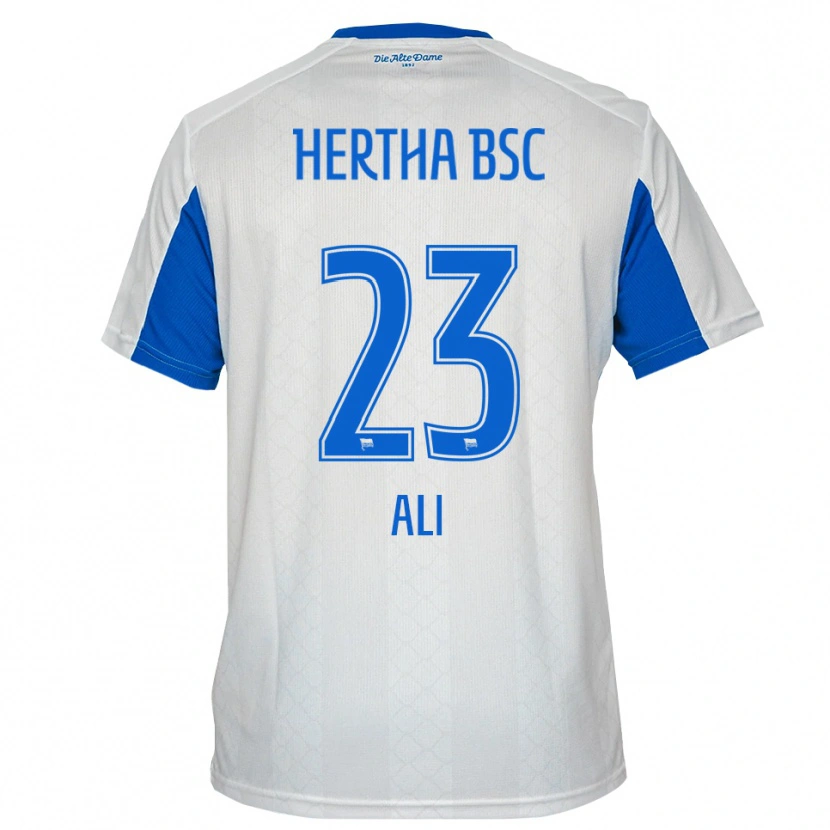 Danxen Mujer Camiseta Denniz Ali #23 Blanco Azul 2ª Equipación 2025/26 La Camisa