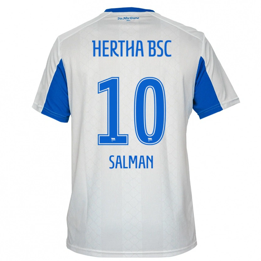 Danxen Mujer Camiseta Ali Salman #10 Blanco Azul 2ª Equipación 2025/26 La Camisa