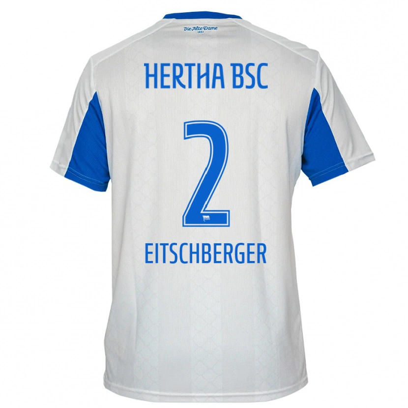 Danxen Mujer Camiseta Julian Eitschberger #2 Blanco Azul 2ª Equipación 2025/26 La Camisa