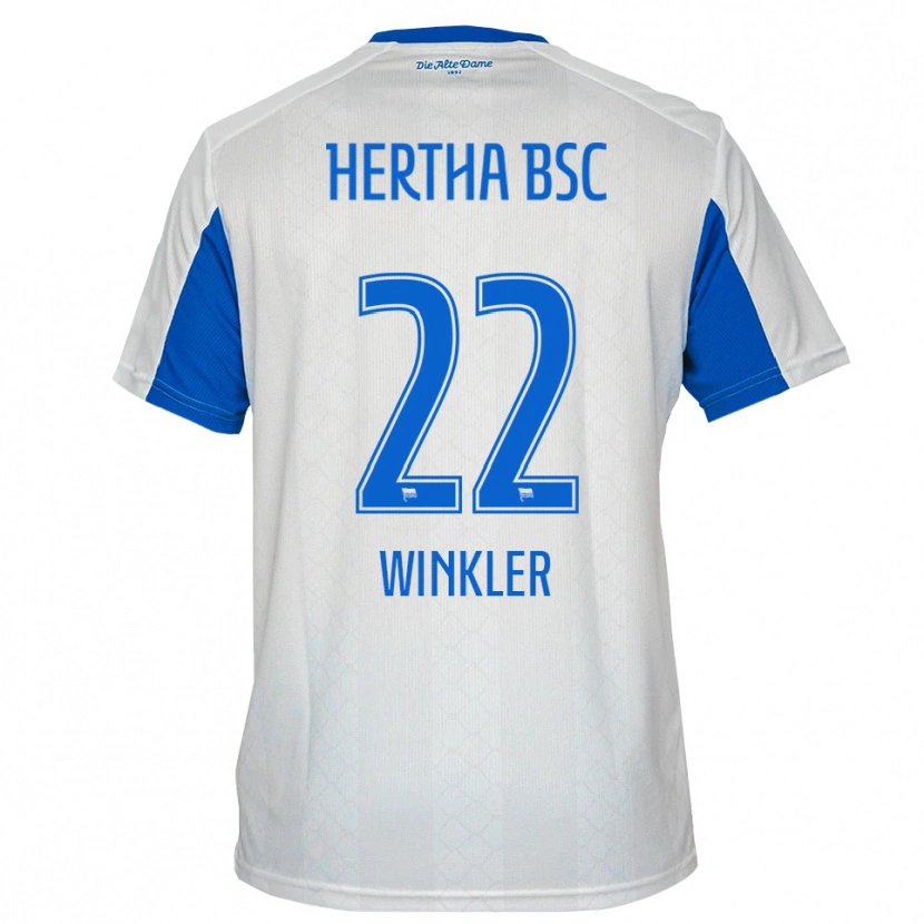 Danxen Mujer Camiseta Marten Winkler #22 Blanco Azul 2ª Equipación 2025/26 La Camisa