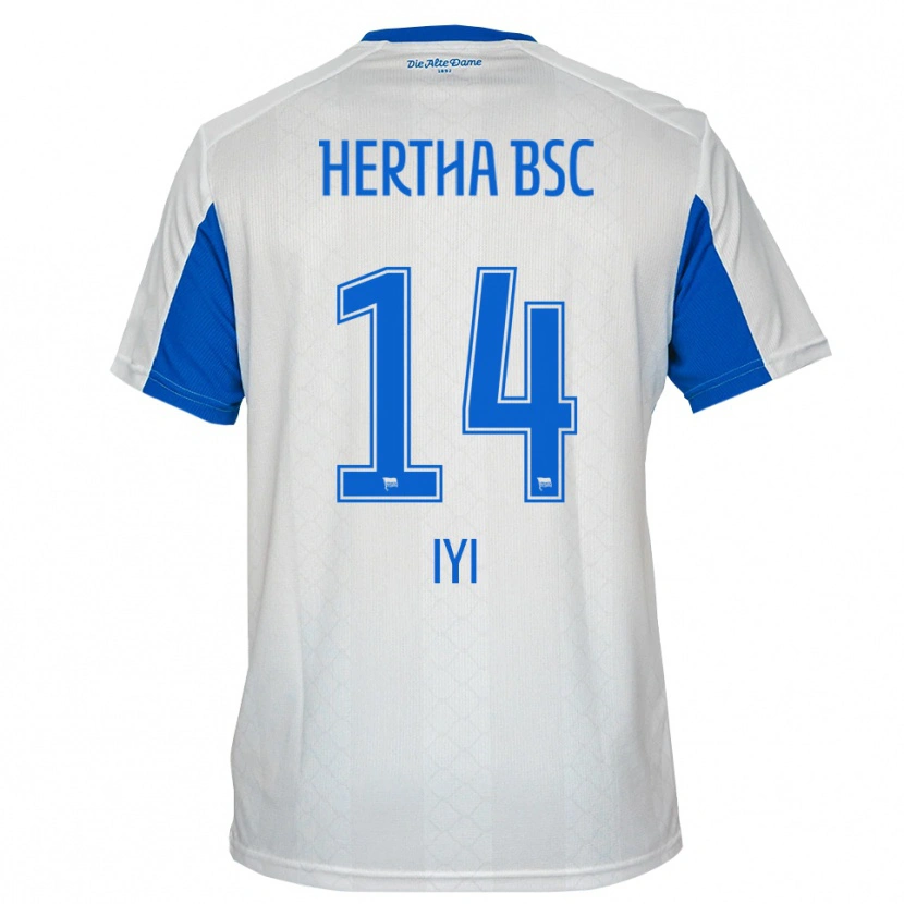 Danxen Mujer Camiseta Aisosa Iyi #14 Blanco Azul 2ª Equipación 2025/26 La Camisa