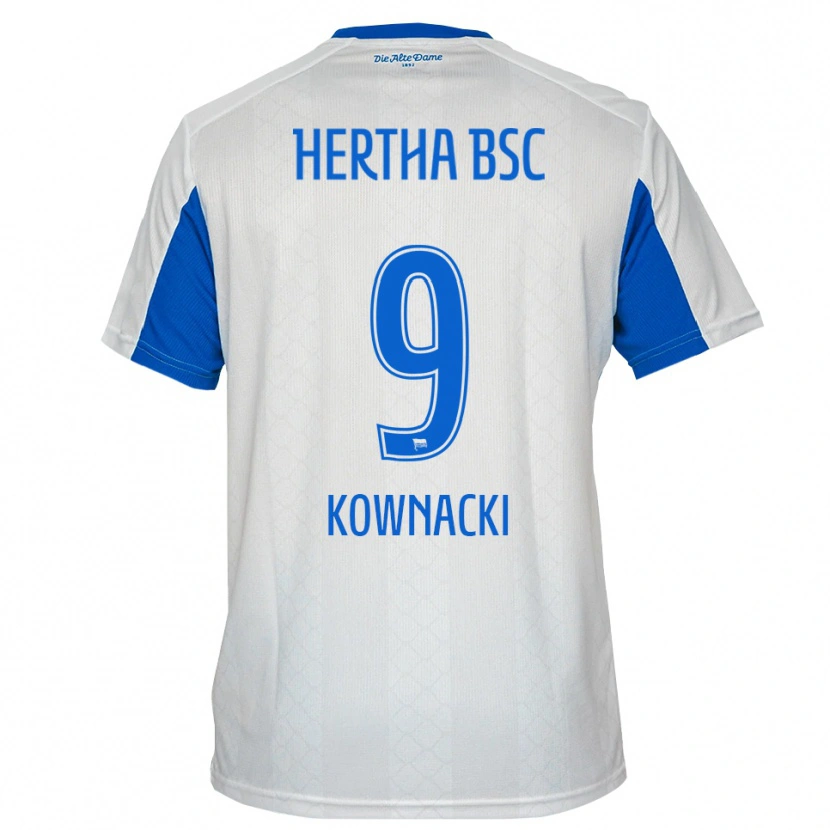 Danxen Mujer Camiseta Dawid Kownacki #9 Blanco Azul 2ª Equipación 2025/26 La Camisa