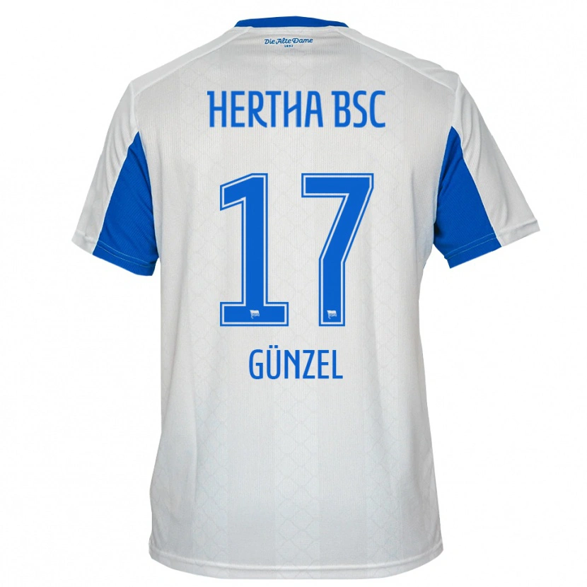 Danxen Mujer Camiseta Maximilian Günzel #17 Blanco Azul 2ª Equipación 2025/26 La Camisa