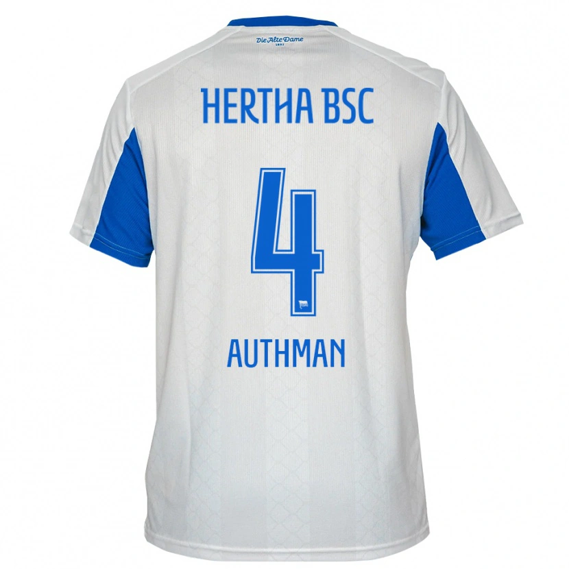 Danxen Mujer Camiseta Efe Authman #4 Blanco Azul 2ª Equipación 2025/26 La Camisa