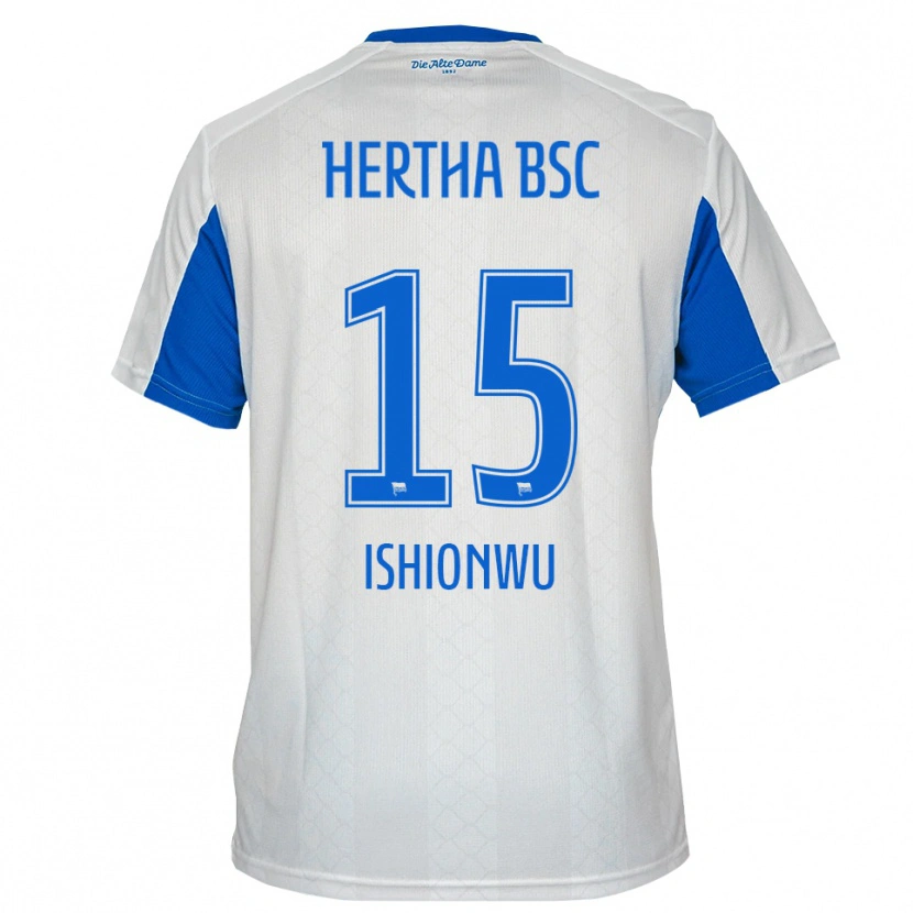 Danxen Mujer Camiseta Chima Ishionwu #15 Blanco Azul 2ª Equipación 2025/26 La Camisa