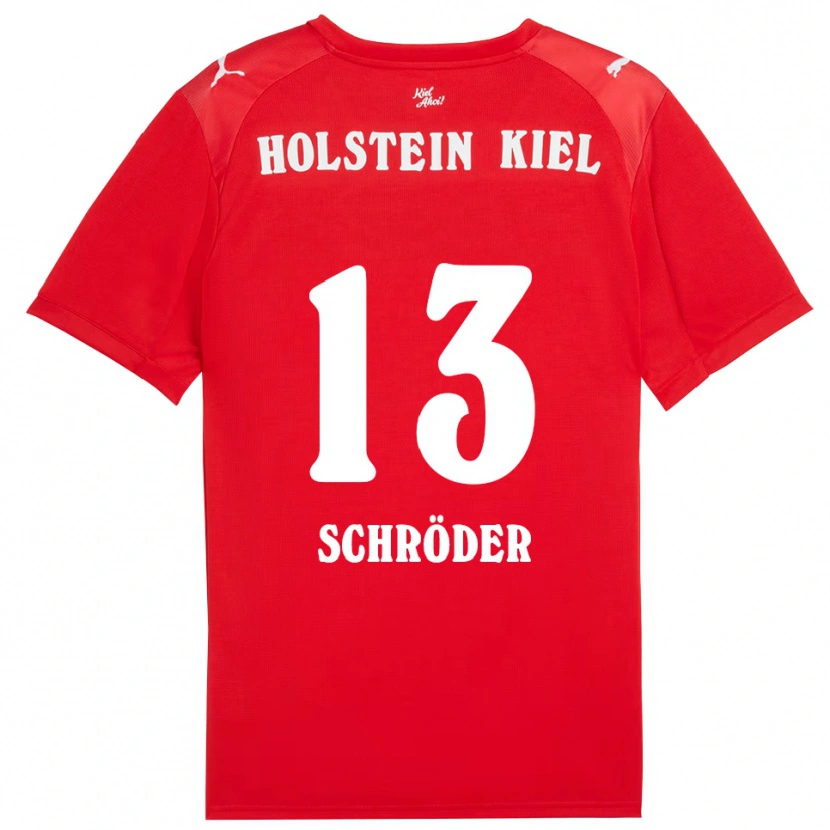 Danxen Mujer Camiseta Lea Schröder #13 Rojo Azul 2ª Equipación 2025/26 La Camisa