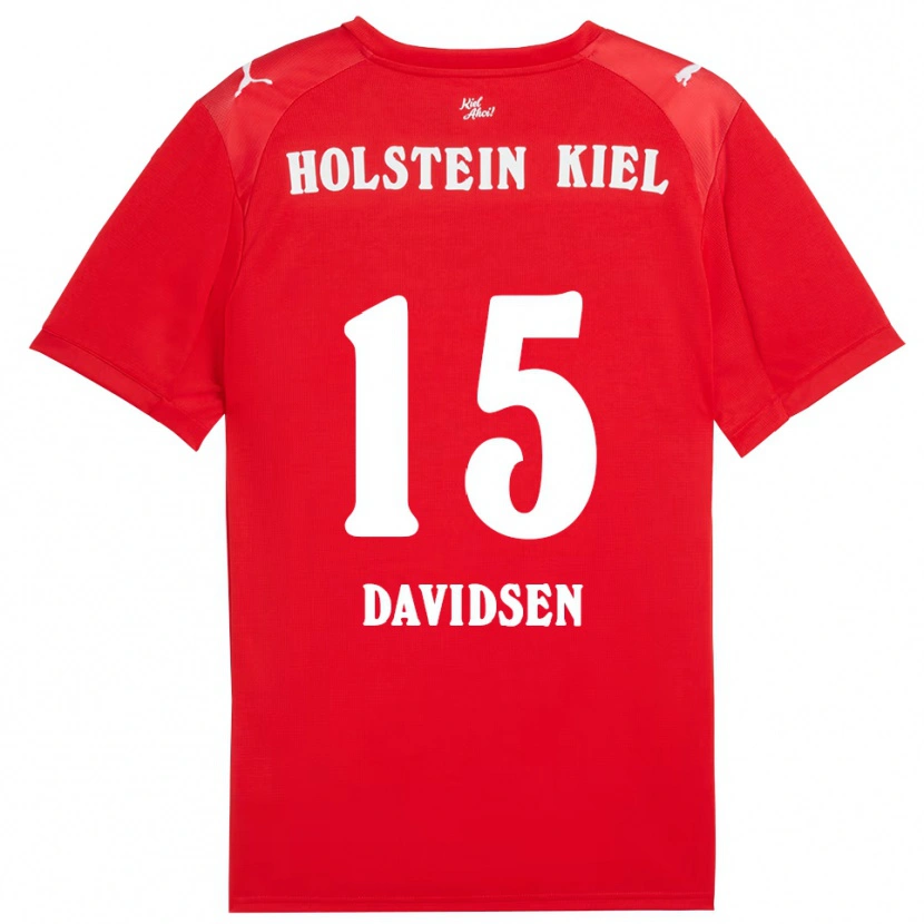 Danxen Mujer Camiseta Kasper Davidsen #15 Rojo Azul 2ª Equipación 2025/26 La Camisa