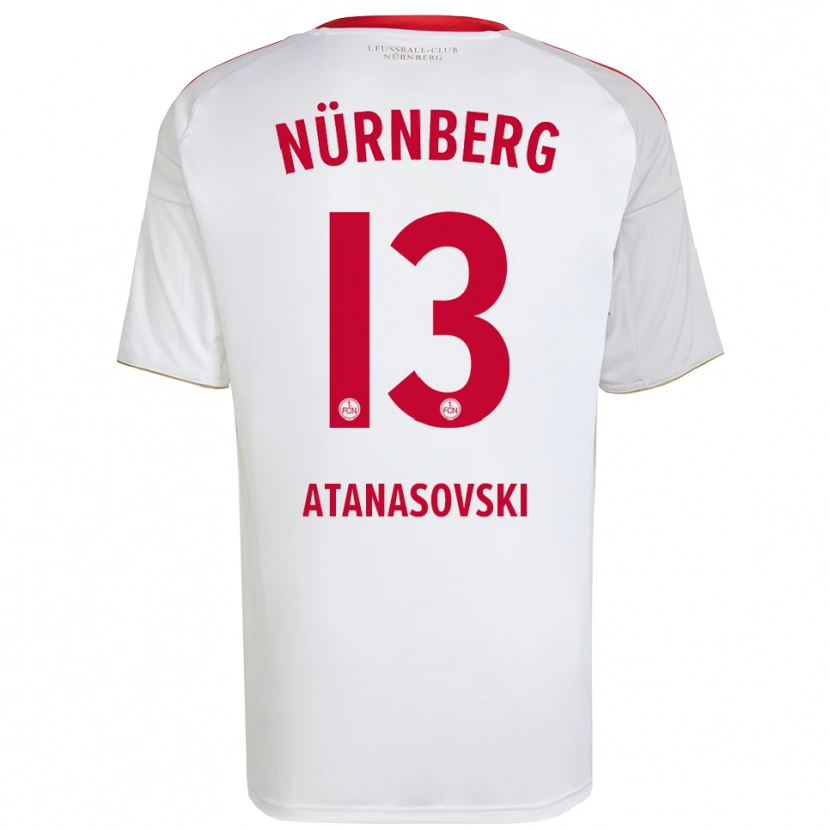 Danxen Mujer Camiseta Adrian Atanasovski #13 Blanco Rojo 2ª Equipación 2025/26 La Camisa