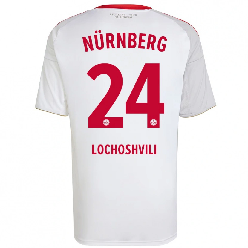Danxen Mujer Camiseta Luka Lochoshvili #24 Blanco Rojo 2ª Equipación 2025/26 La Camisa