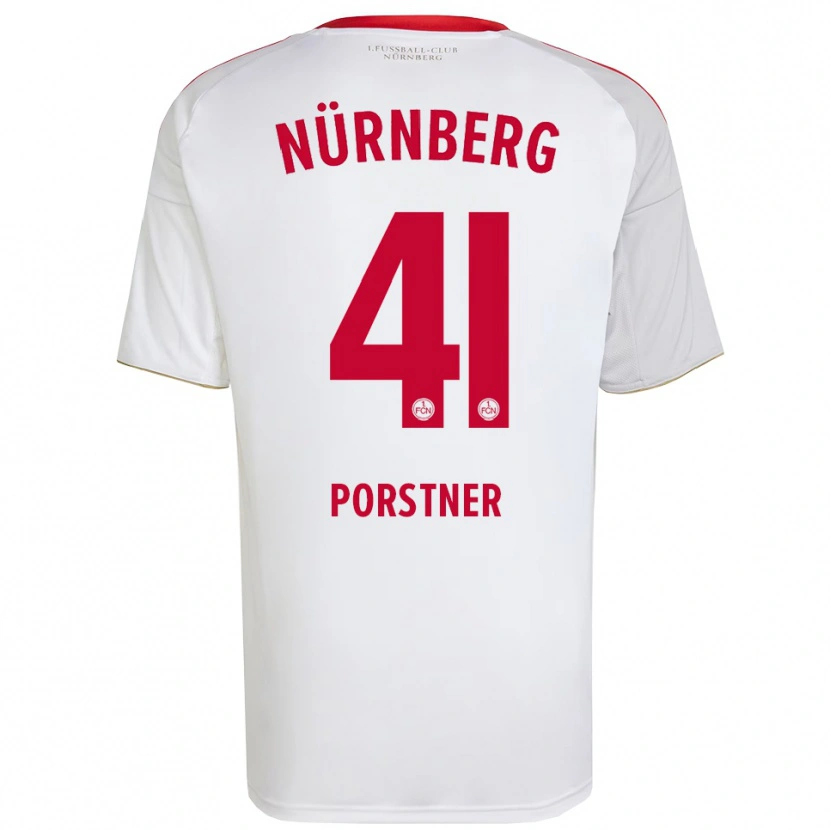 Danxen Mujer Camiseta Eric Porstner #41 Blanco Rojo 2ª Equipación 2025/26 La Camisa