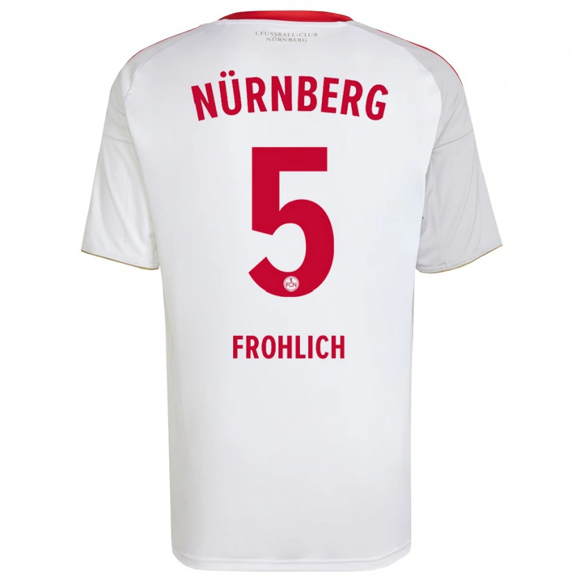 Danxen Mujer Camiseta Clara Fröhlich #5 Blanco Rojo 2ª Equipación 2025/26 La Camisa
