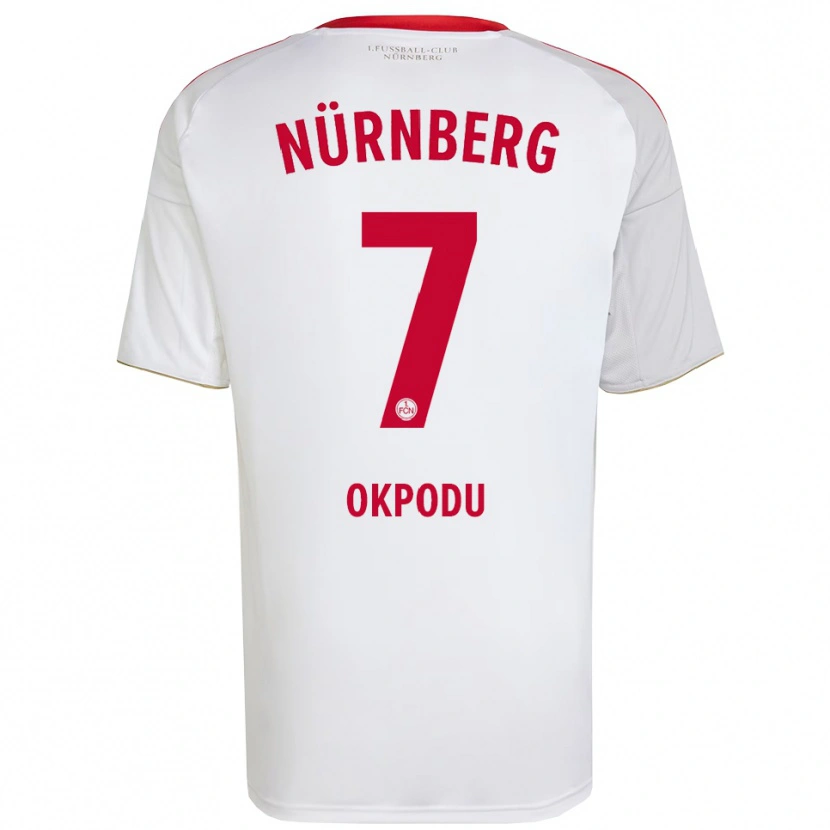 Danxen Mujer Camiseta David Okpodu #7 Blanco Rojo 2ª Equipación 2025/26 La Camisa