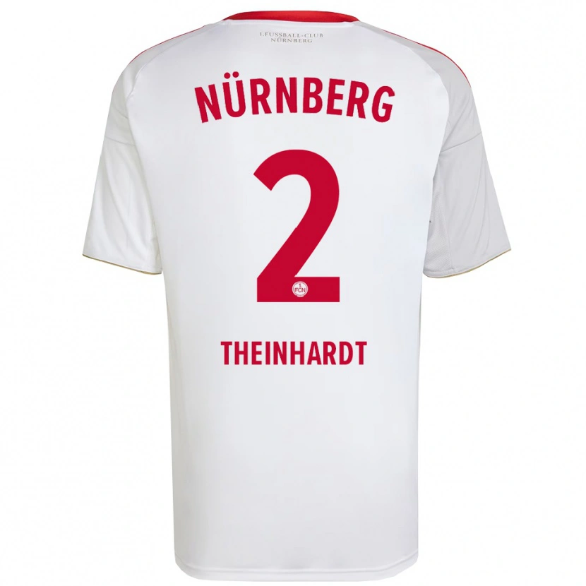 Danxen Mujer Camiseta Johannes Theinhardt #2 Blanco Rojo 2ª Equipación 2025/26 La Camisa