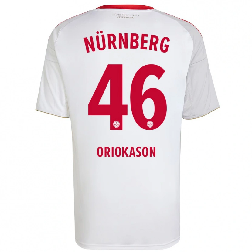 Danxen Mujer Camiseta Emmanuel Oriokason #46 Blanco Rojo 2ª Equipación 2025/26 La Camisa