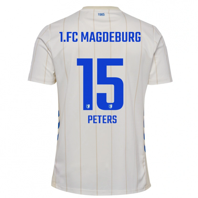 Danxen Mujer Camiseta Felix Peters #15 Blanco Azul 2ª Equipación 2025/26 La Camisa