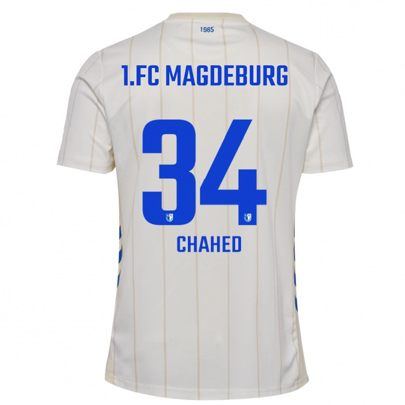 Danxen Mujer Camiseta Tarek Chahed #34 Blanco Azul 2ª Equipación 2025/26 La Camisa
