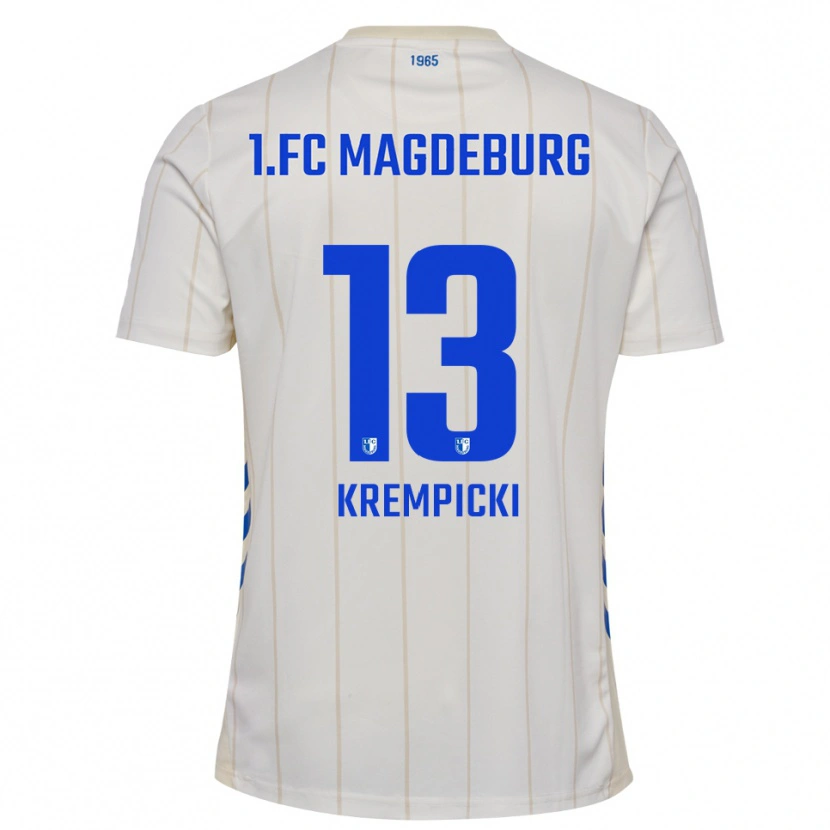 Danxen Mujer Camiseta Connor Krempicki #13 Blanco Azul 2ª Equipación 2025/26 La Camisa