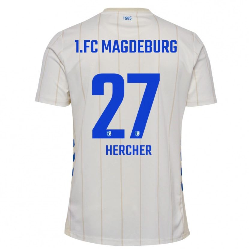 Danxen Mujer Camiseta Philipp Hercher #27 Blanco Azul 2ª Equipación 2025/26 La Camisa