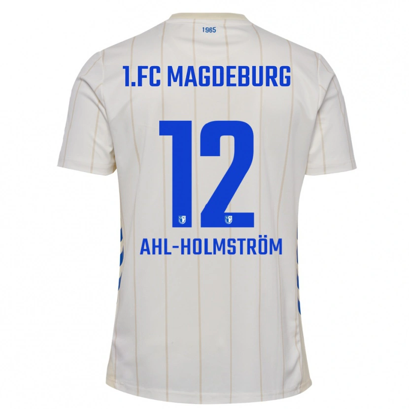 Danxen Mujer Camiseta Alexander Ahl-Holmström #12 Blanco Azul 2ª Equipación 2025/26 La Camisa