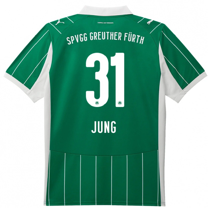 Danxen Mujer Camiseta Sebastian Jung #31 Verde Blanco 2ª Equipación 2025/26 La Camisa