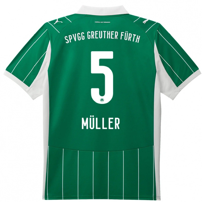 Danxen Mujer Camiseta Linus Müller #5 Verde Blanco 2ª Equipación 2025/26 La Camisa