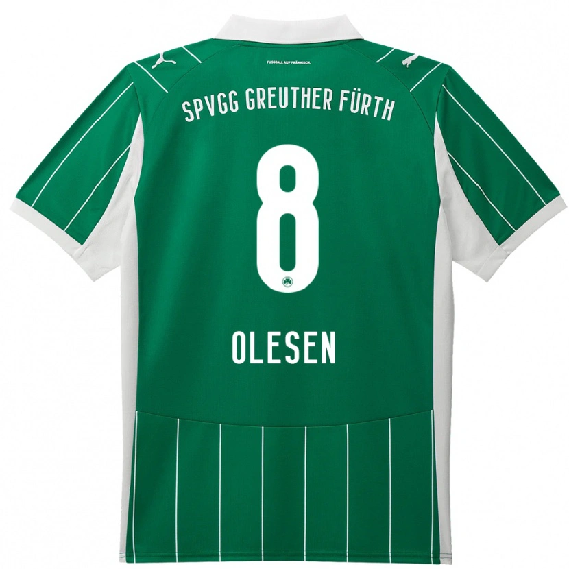 Danxen Mujer Camiseta Mathias Olesen #8 Verde Blanco 2ª Equipación 2025/26 La Camisa