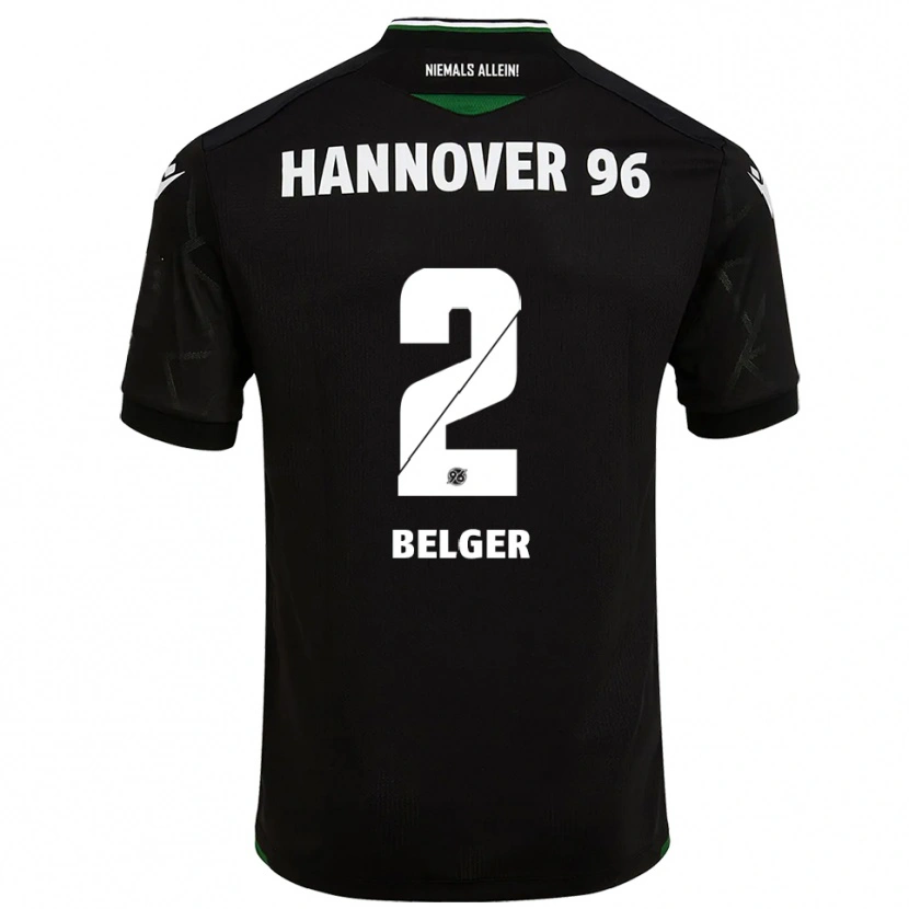 Danxen Mujer Camiseta Max Belger #2 Negro Verde 2ª Equipación 2025/26 La Camisa