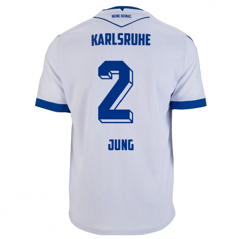 Danxen Mujer Camiseta Sebastian Jung #2 Blanco Azul 2ª Equipación 2025/26 La Camisa