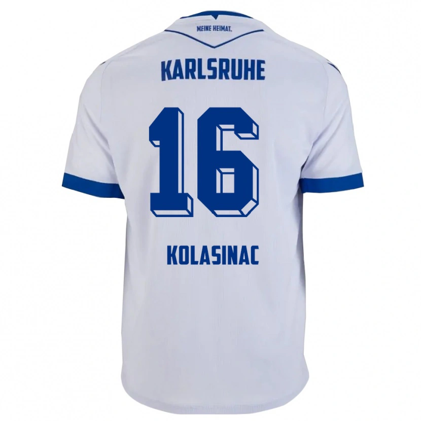 Danxen Mujer Camiseta Ajdin Kolasinac #16 Blanco Azul 2ª Equipación 2025/26 La Camisa
