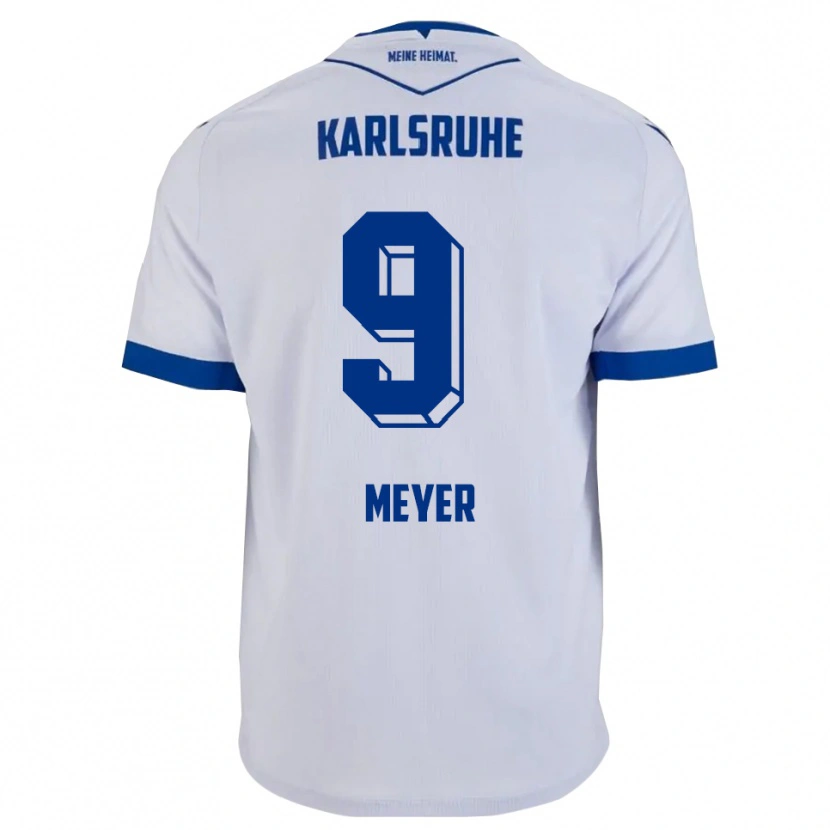 Danxen Mujer Camiseta John Meyer #9 Blanco Azul 2ª Equipación 2025/26 La Camisa