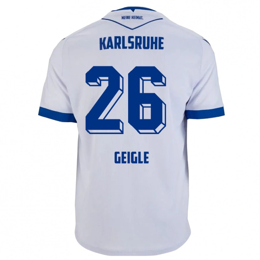 Danxen Mujer Camiseta Fynn Geigle #26 Blanco Azul 2ª Equipación 2025/26 La Camisa