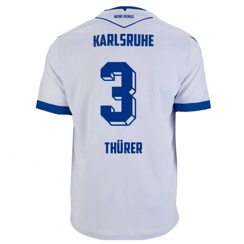 Danxen Mujer Camiseta Marlo Thürer #3 Blanco Azul 2ª Equipación 2025/26 La Camisa