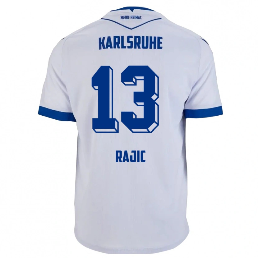 Danxen Mujer Camiseta Dimitrije Rajic #13 Blanco Azul 2ª Equipación 2025/26 La Camisa