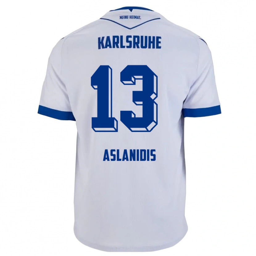 Danxen Mujer Camiseta Ioannis Aslanidis #13 Blanco Azul 2ª Equipación 2025/26 La Camisa