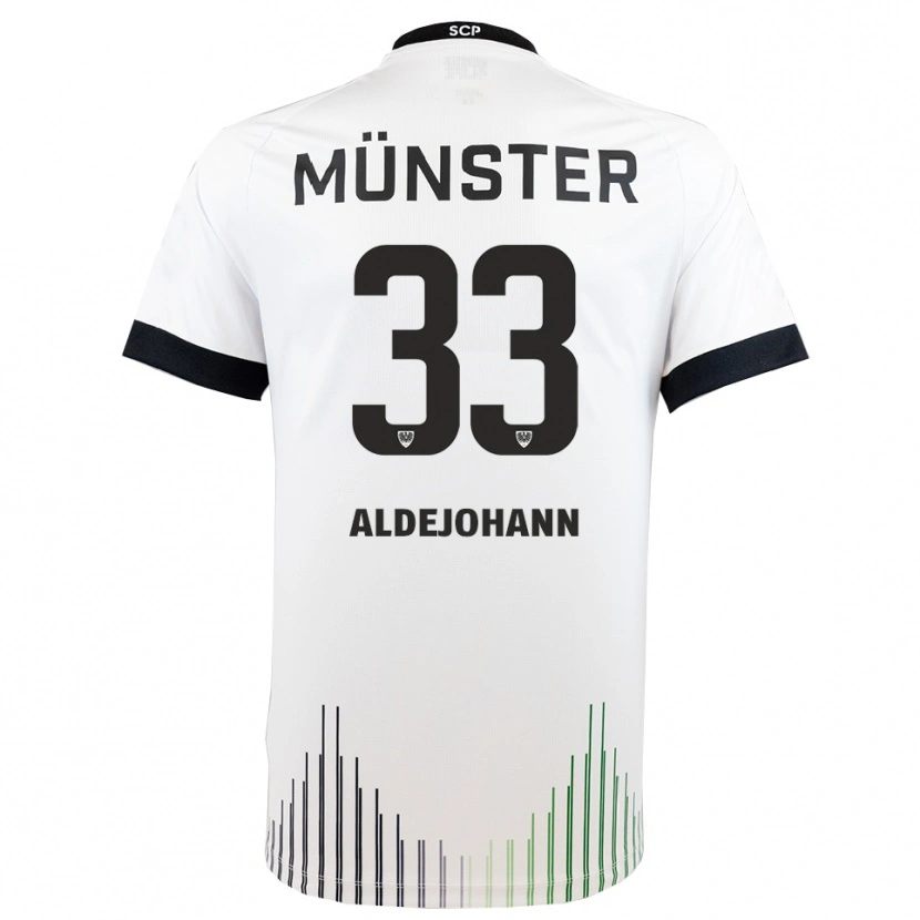 Danxen Mujer Camiseta Sören Aldejohann #33 Blanco Negro 2ª Equipación 2025/26 La Camisa