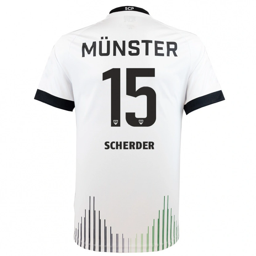 Danxen Mujer Camiseta Simon Scherder #15 Blanco Negro 2ª Equipación 2025/26 La Camisa
