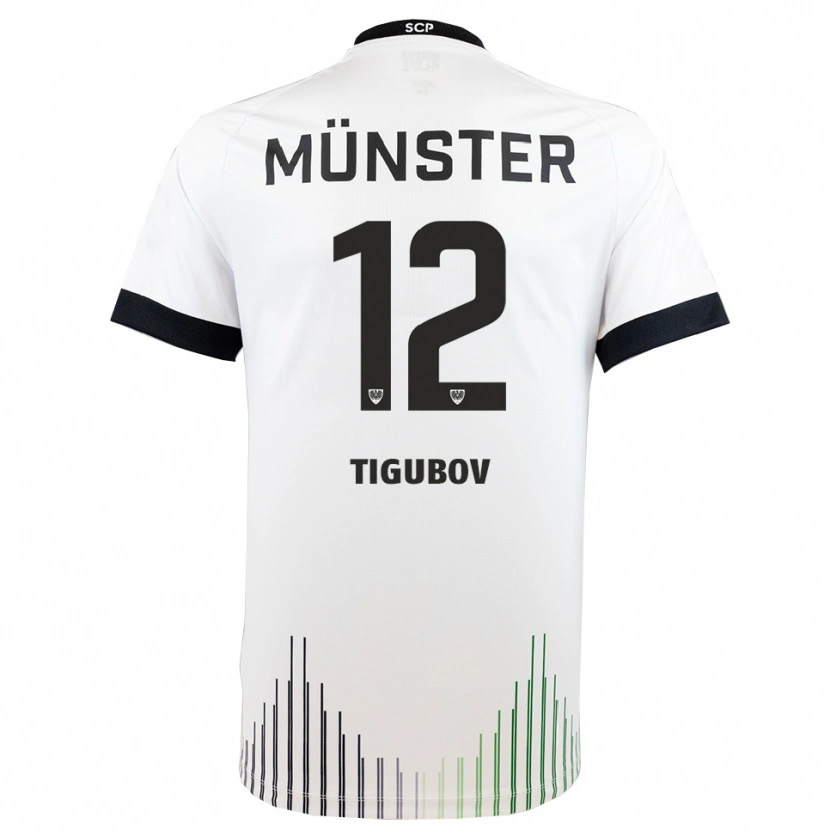 Danxen Mujer Camiseta Adrian Tigubov #12 Blanco Negro 2ª Equipación 2025/26 La Camisa
