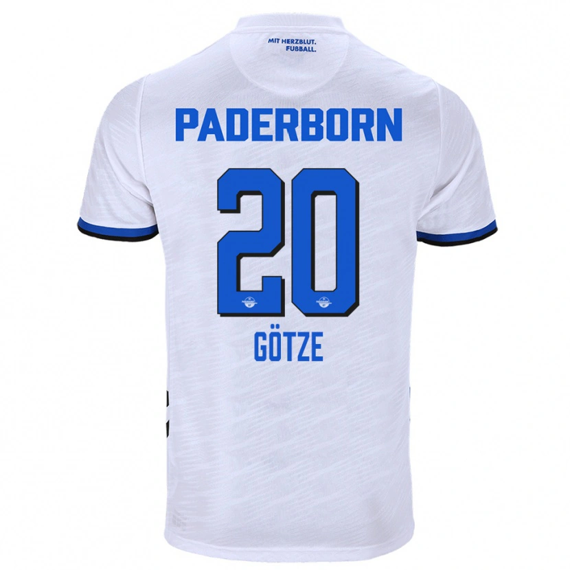 Danxen Mujer Camiseta Felix Götze #20 Blanco Azul 2ª Equipación 2025/26 La Camisa