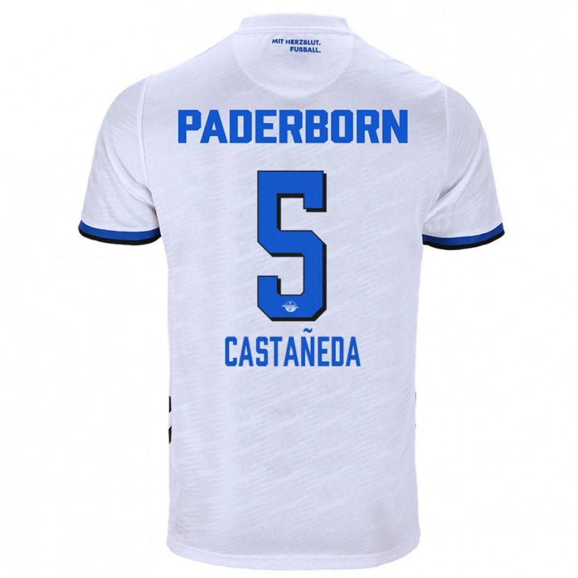 Danxen Mujer Camiseta Santiago Castañeda #5 Blanco Azul 2ª Equipación 2025/26 La Camisa